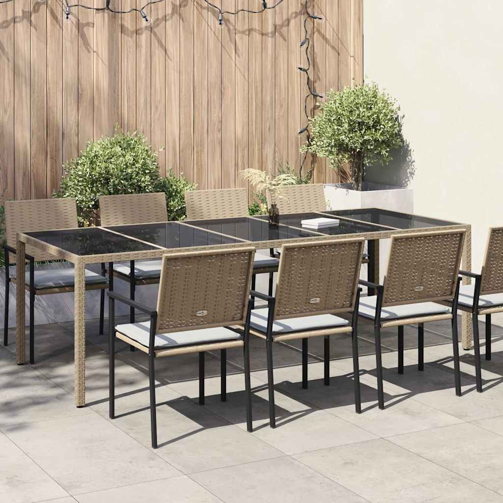FRVBRO Garden Dining Table 250x100x75 cm Poly Rattan - Beige