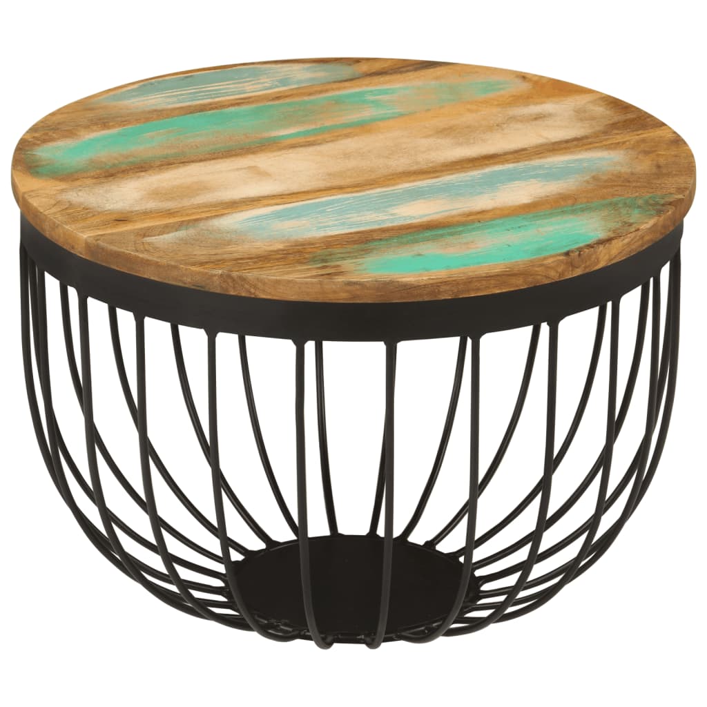 Coffee Table 50x35 cm Solid Wood Reclaimed and Steel
