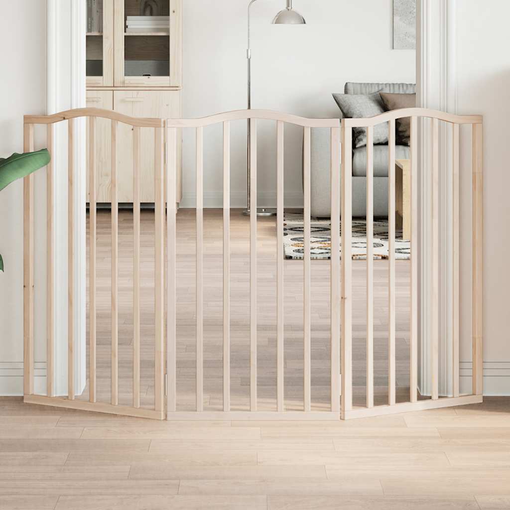 Dog Gate Foldable 3 Panels 150 cm Poplar Wood