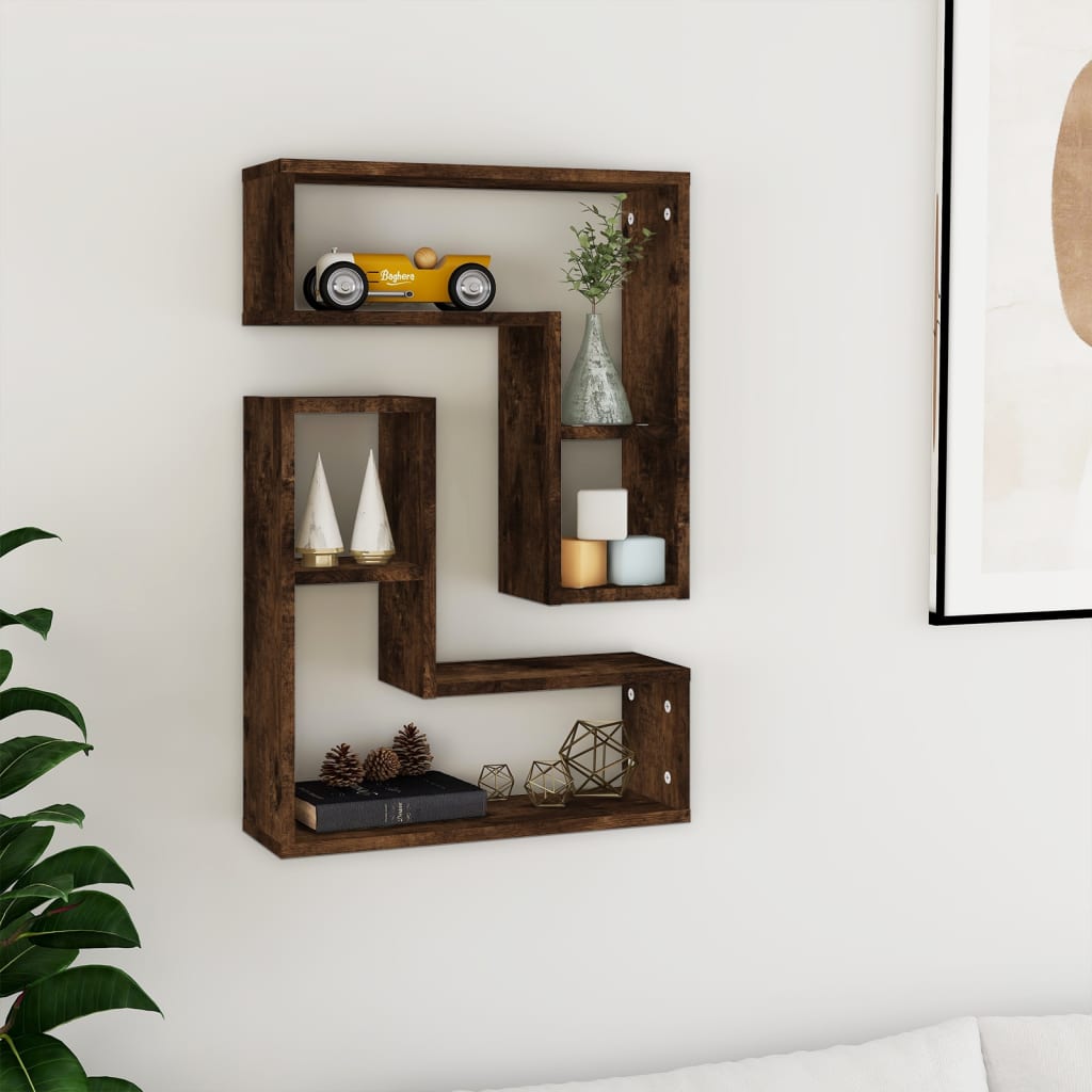 Wall Shelves 2 Pcs Smoked Oak 50x15x50cm Engineered Wood