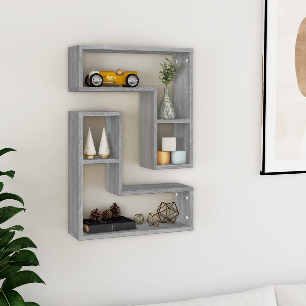 Wall Shelves 2 Pcs Grey Sonoma 50x15x50cm Engineered Wood