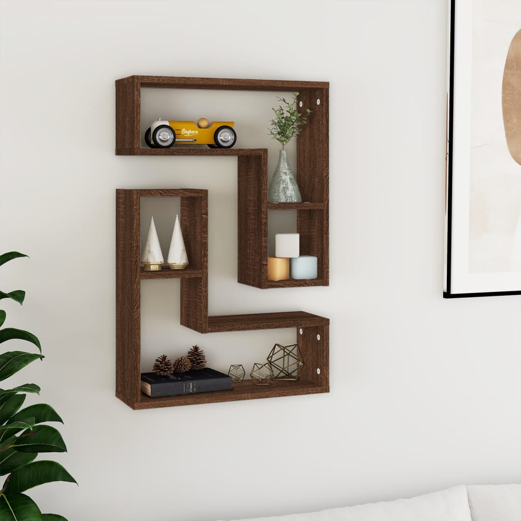 Wall Shelves 2 Pcs Brown Oak 50x15x50cm Engineered Wood