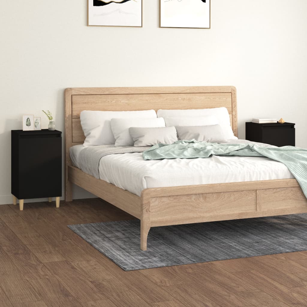Bedside Table - MONTGOMERY Aven 2 Piece Nightstand Black 40cm