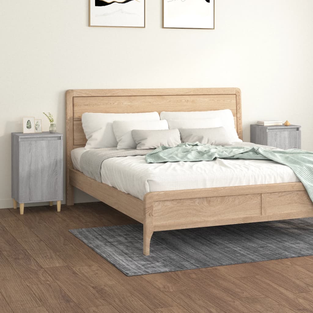 Bedside Table - MONTGOMERY Lou 2 Piece Nightstand Grey Sonoma 40cm