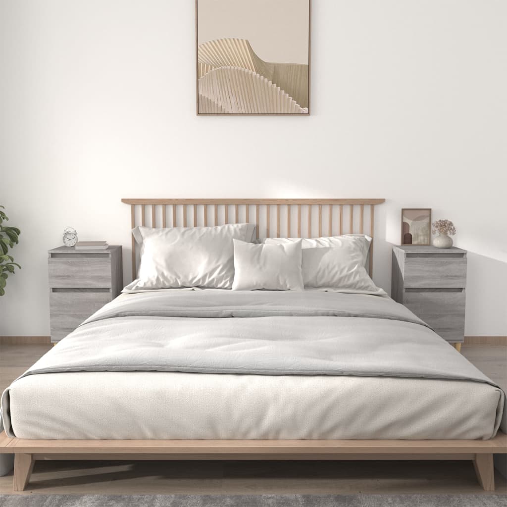 Bedside Table - MONROE Gus 2 Piece Nightstand Grey Sonoma 40cm