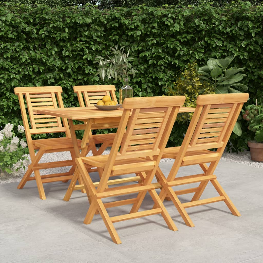 5 Pcs Garden Dining Set Solid Wood Teak