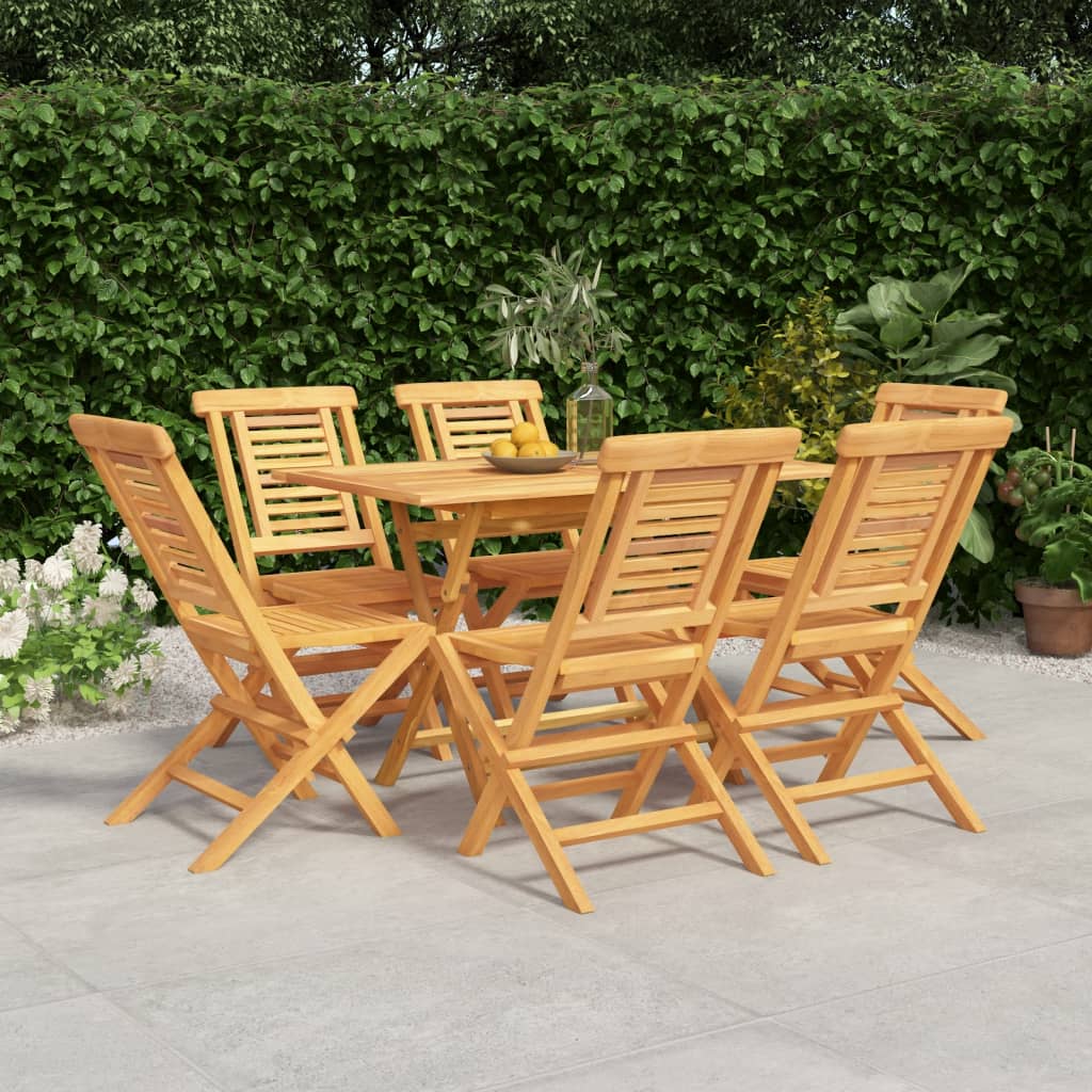 7 Pcs Garden Dining Set Solid Wood Teak