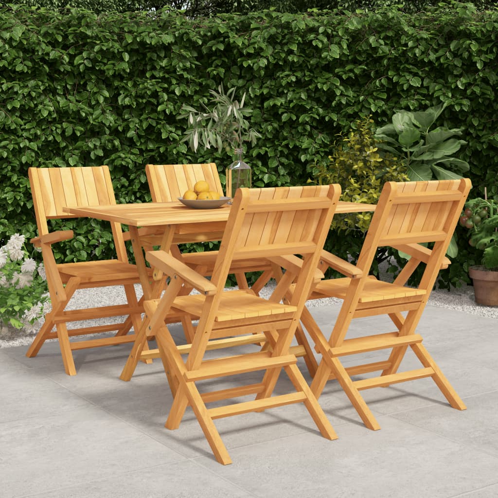 5 Pcs Garden Dining Set Solid Wood Teak