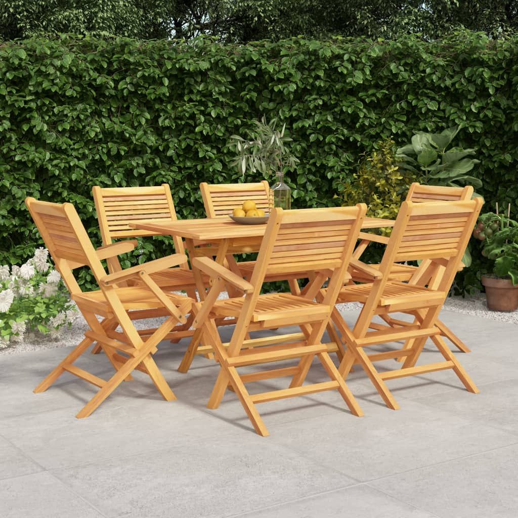 7 Pcs Garden Dining Set Solid Wood Teak