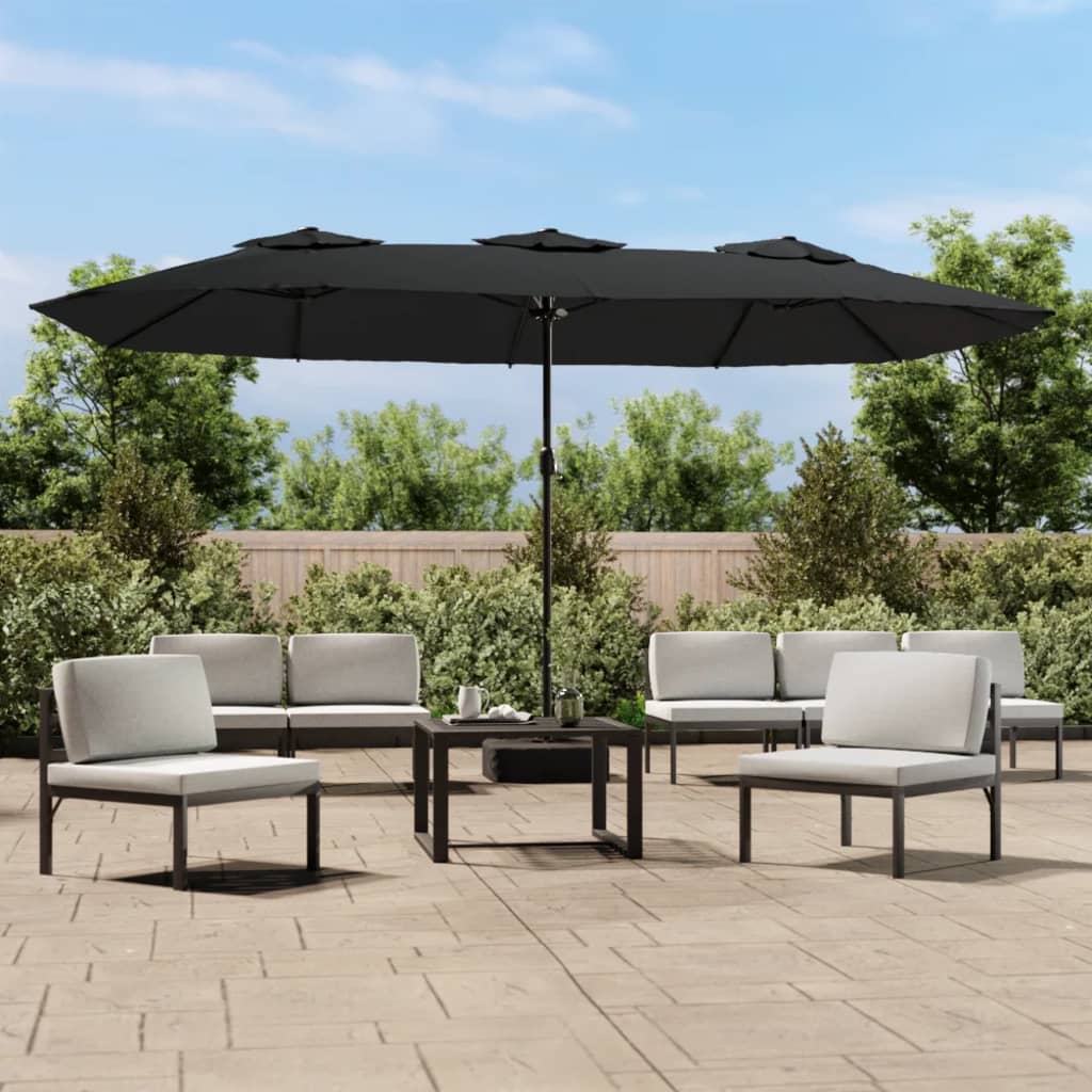 Double-Head Parasol Black 449x245 cm