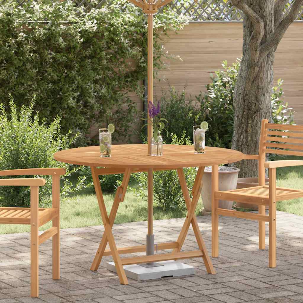 BACRES Folding Garden Table Dia 110x75 cm Solid Wood - Teak
