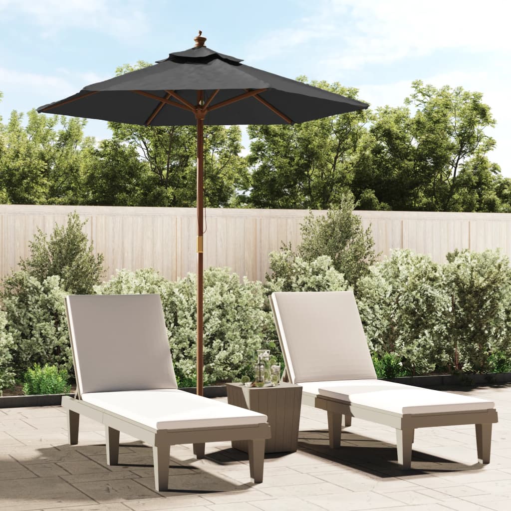 Garden Parasol with Wooden Pole Anthracite 196x231 cm