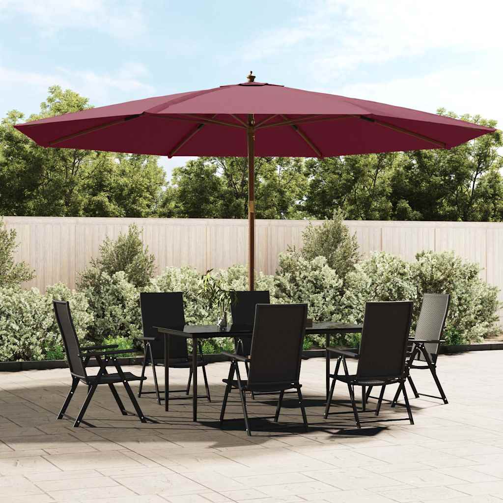 Garden Parasol with Wooden Pole Bordeaux Red 400x273cm