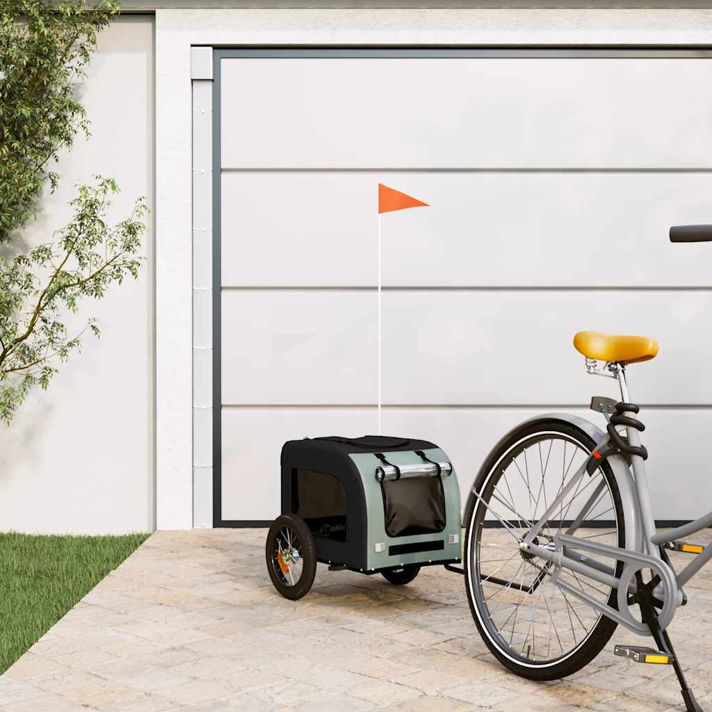 Pet Bike Trailer Grey and Black Oxford Fabric and Iron