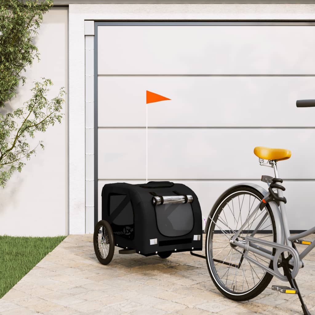 Dog Bike Trailer Black Oxford Fabric and Iron