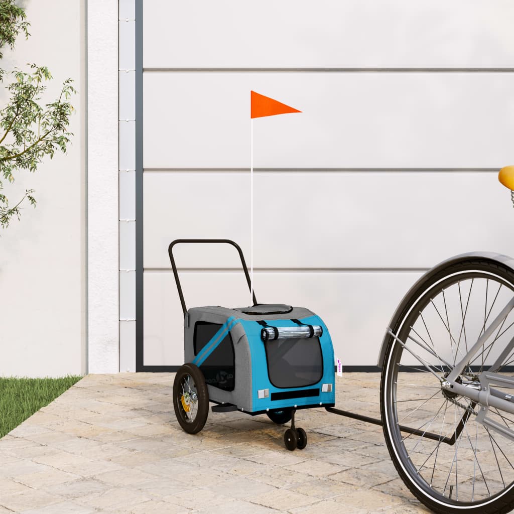 Pet Bike Trailer Blue and Black Oxford Fabric and Iron