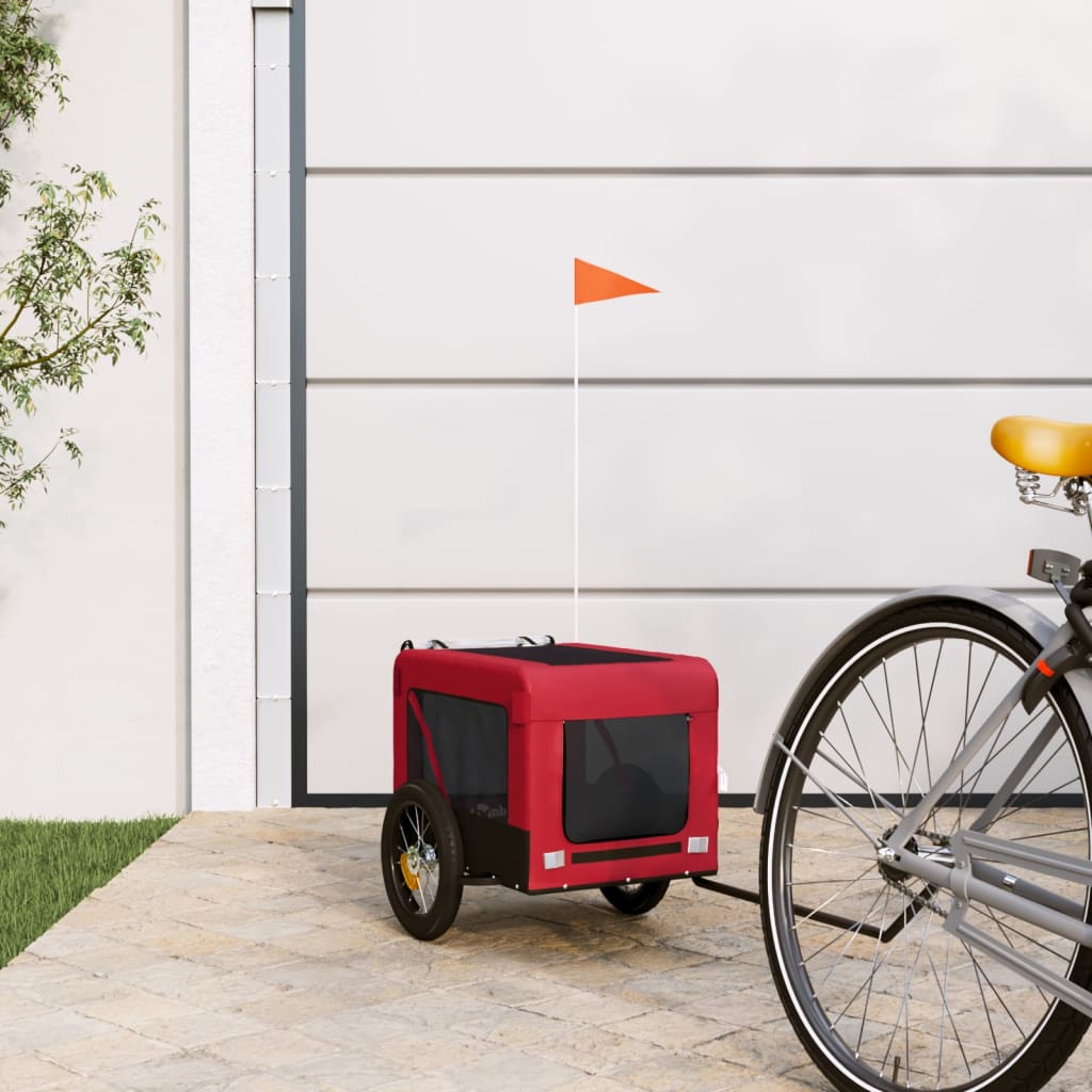 Dog Bike Trailer Red and Black Oxford Fabric&Iron