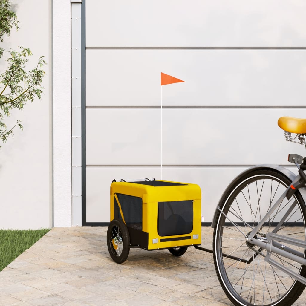 Dog Bike Trailer Yellow and Black Oxford Fabric and Iron