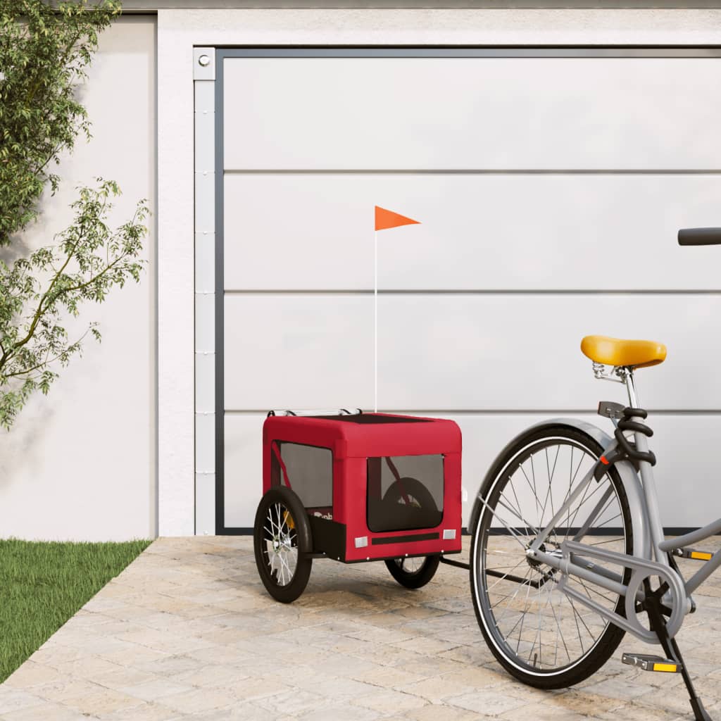 Dog Bike Trailer Red and Black Oxford Fabric&Iron