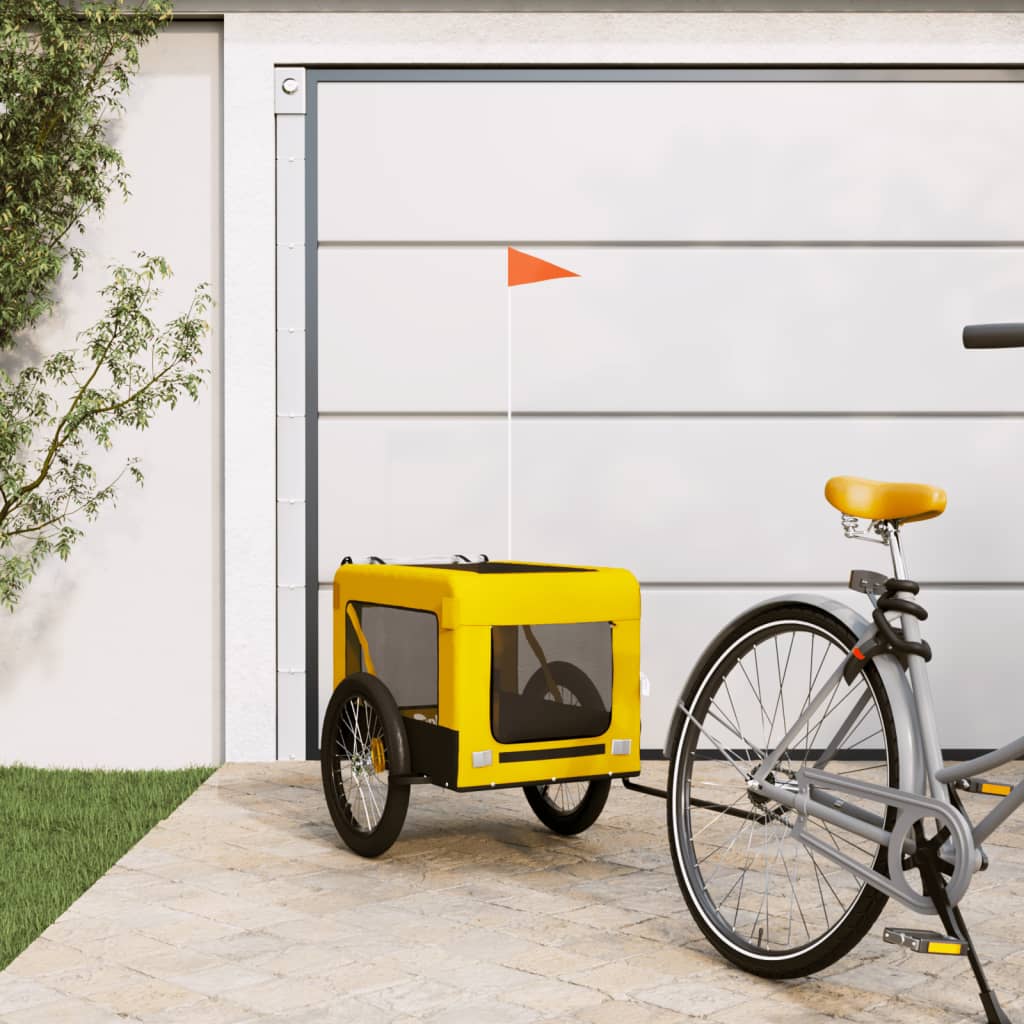 Dog Bike Trailer Yellow and Black Oxford Fabric and Iron