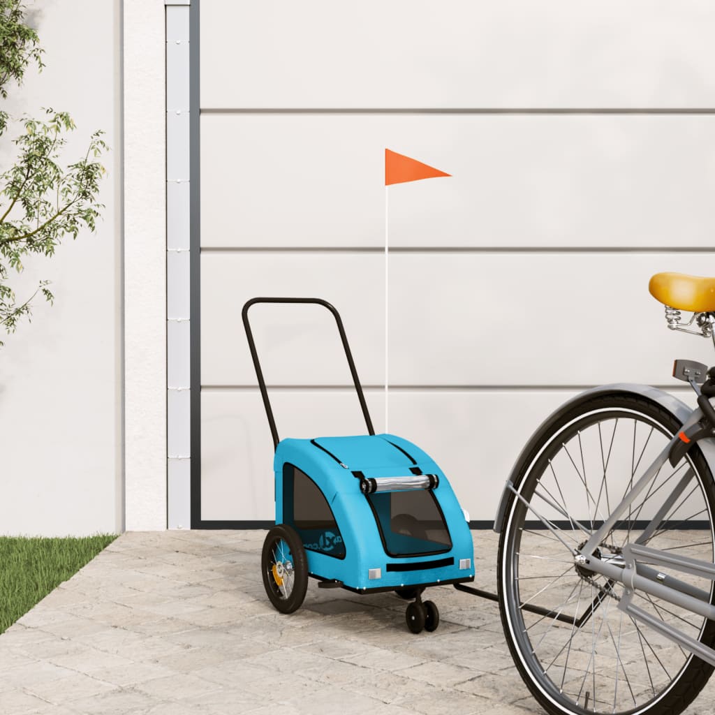 Pet Bike Trailer Blue Oxford Fabric and Iron