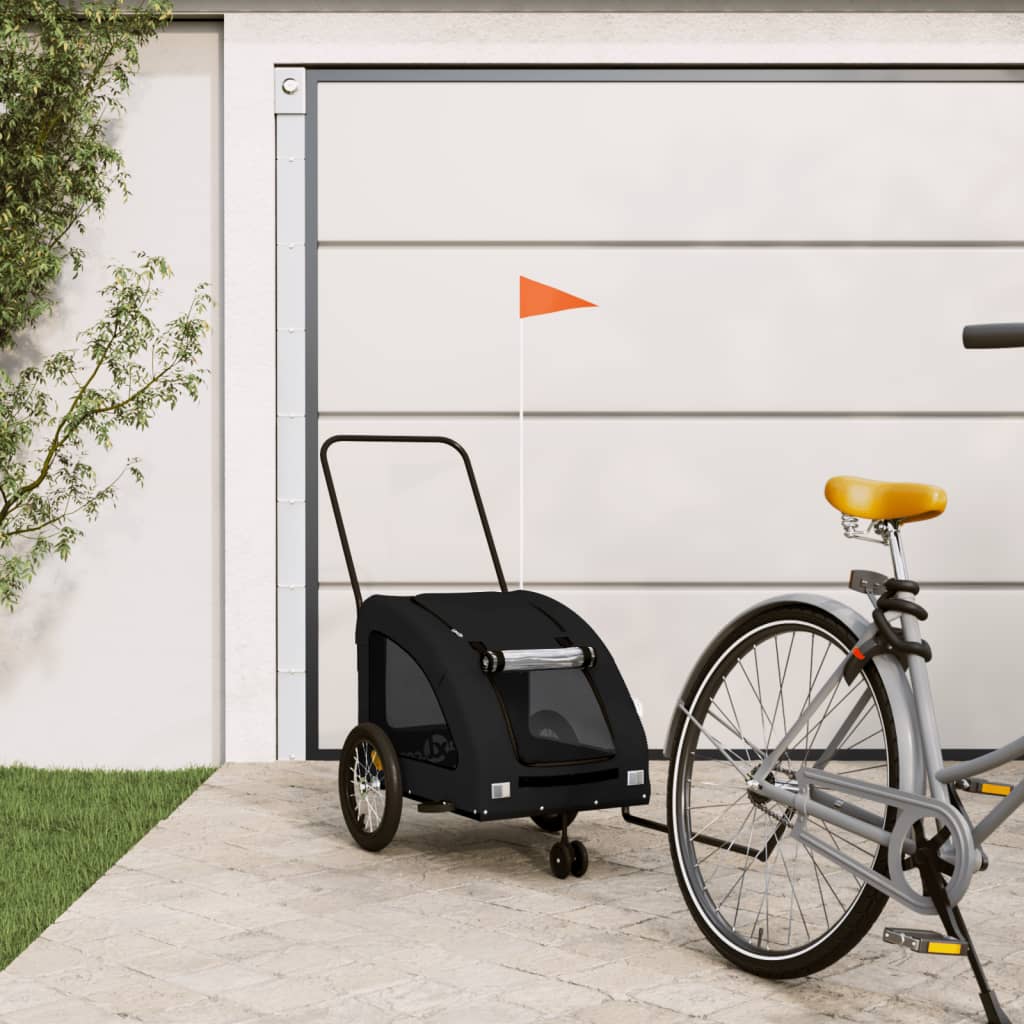 Pet Bike Trailer Black Oxford Fabric and Iron
