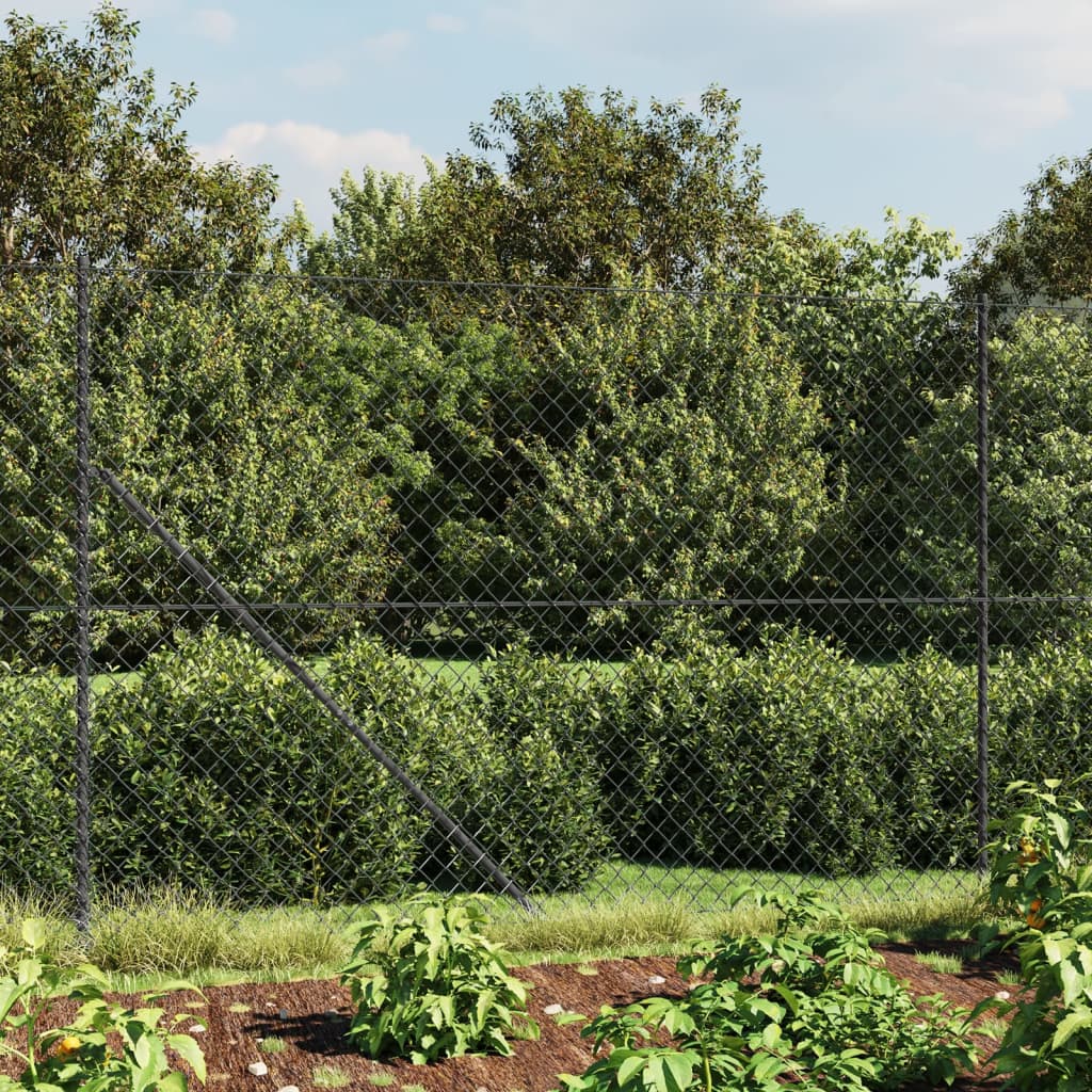Chain Link Fence with Flange Anthracite 1.6x10 m