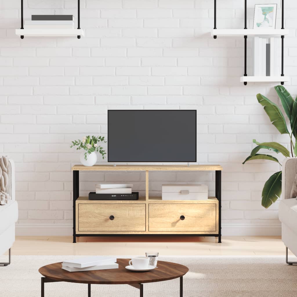 TV Cabinet Sonoma Oak 90x33x45 cm Engineered Wood&Iron