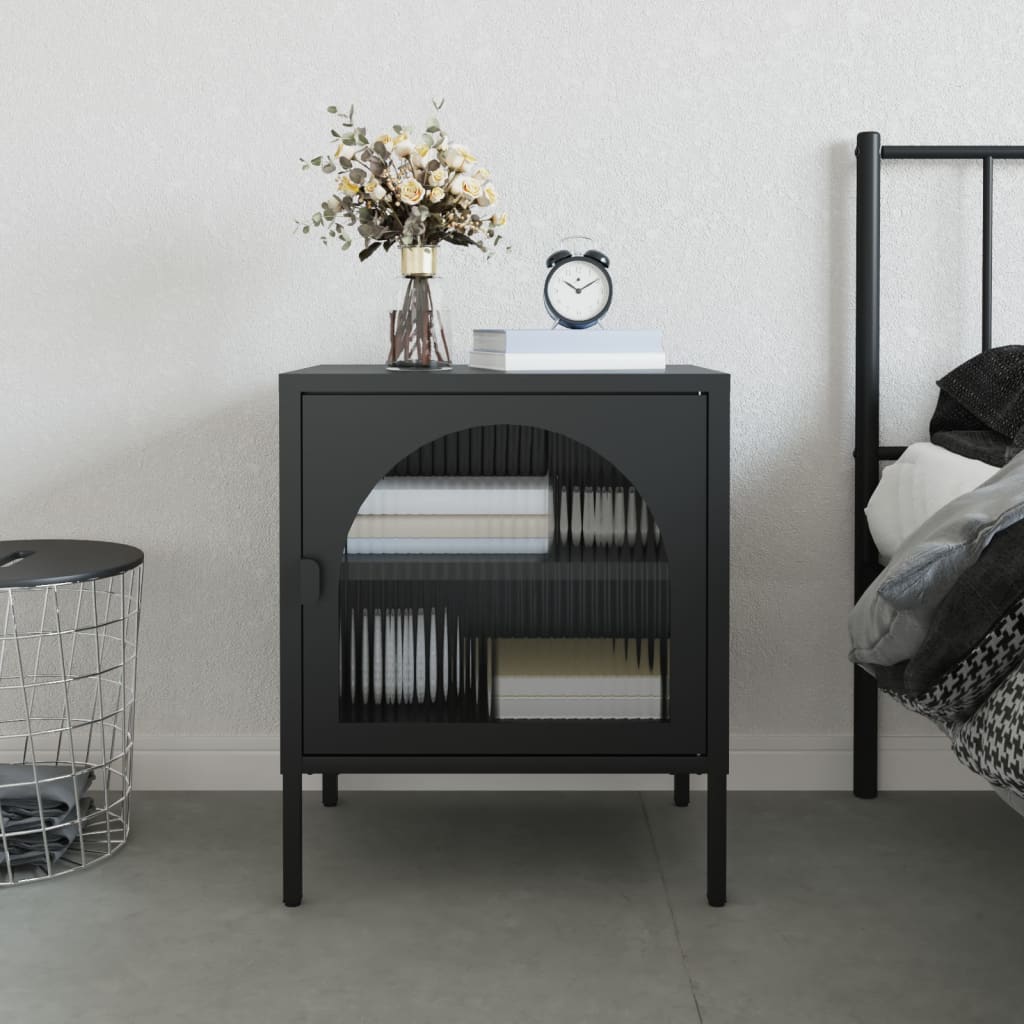 Bedside Table - BRISTOL Nightstand Black 50cm