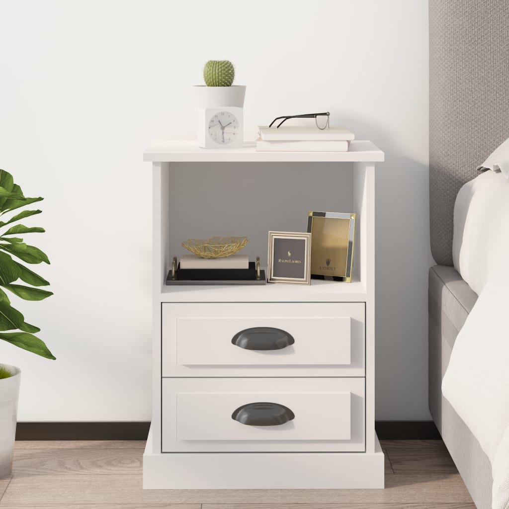 Bedside Table - HOLLAND Nightstand White 43cm