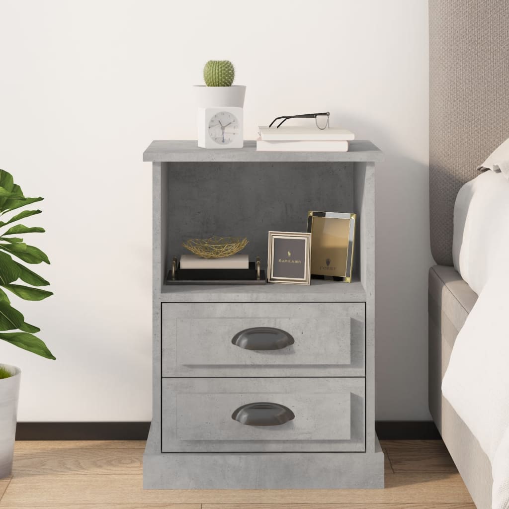 Bedside Table - HOLLAND Nightstand Concrete Grey 43cm