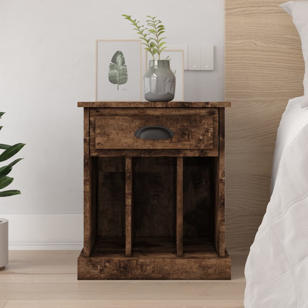 Bedside Table - HONOLULU Nightstand Smoked Oak 43cm