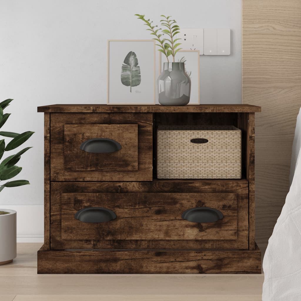 Bedside Table - ALAMEDA Nightstand Smoked Oak 60cm