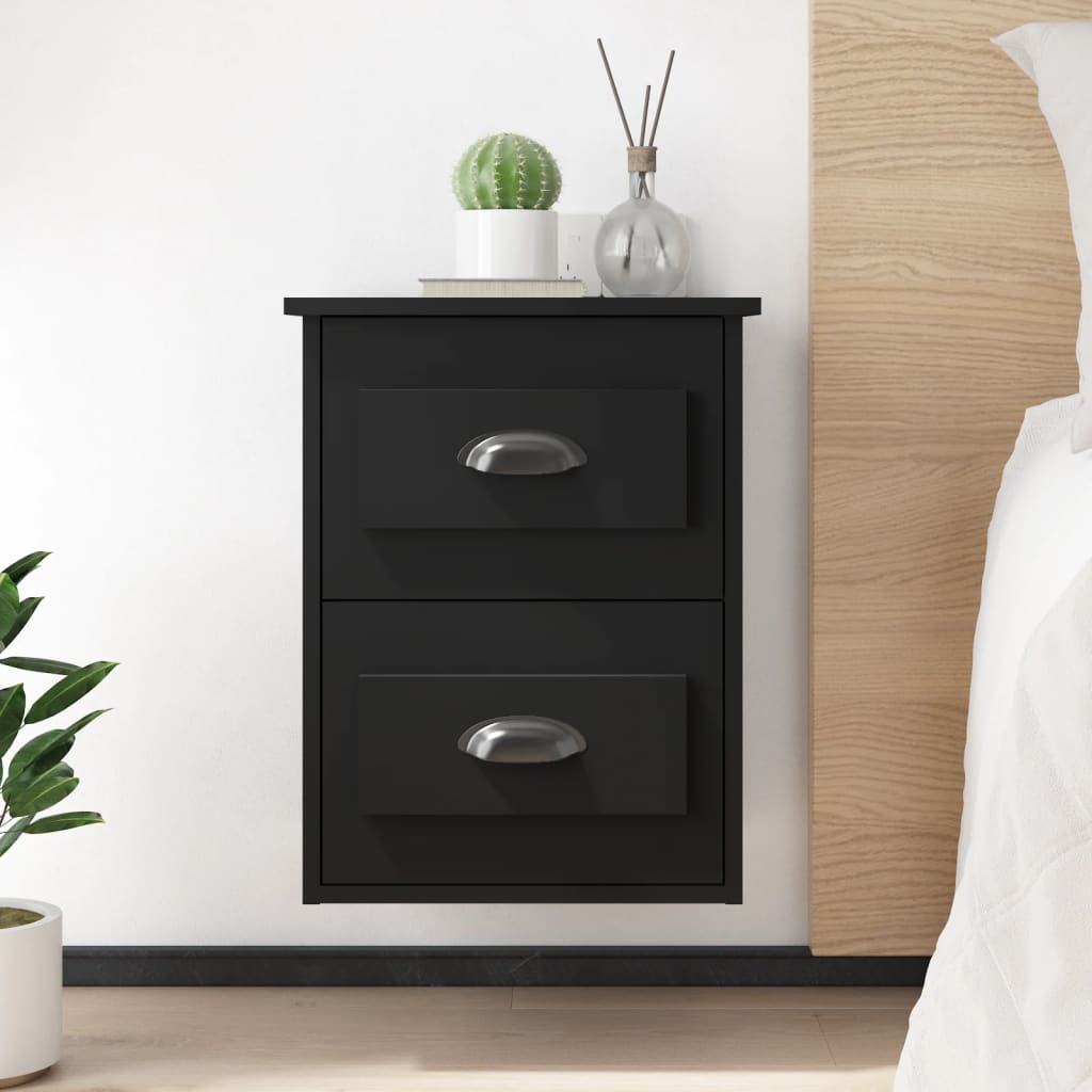 Bedside Table - LAREDO Nightstand Black 41.5cm
