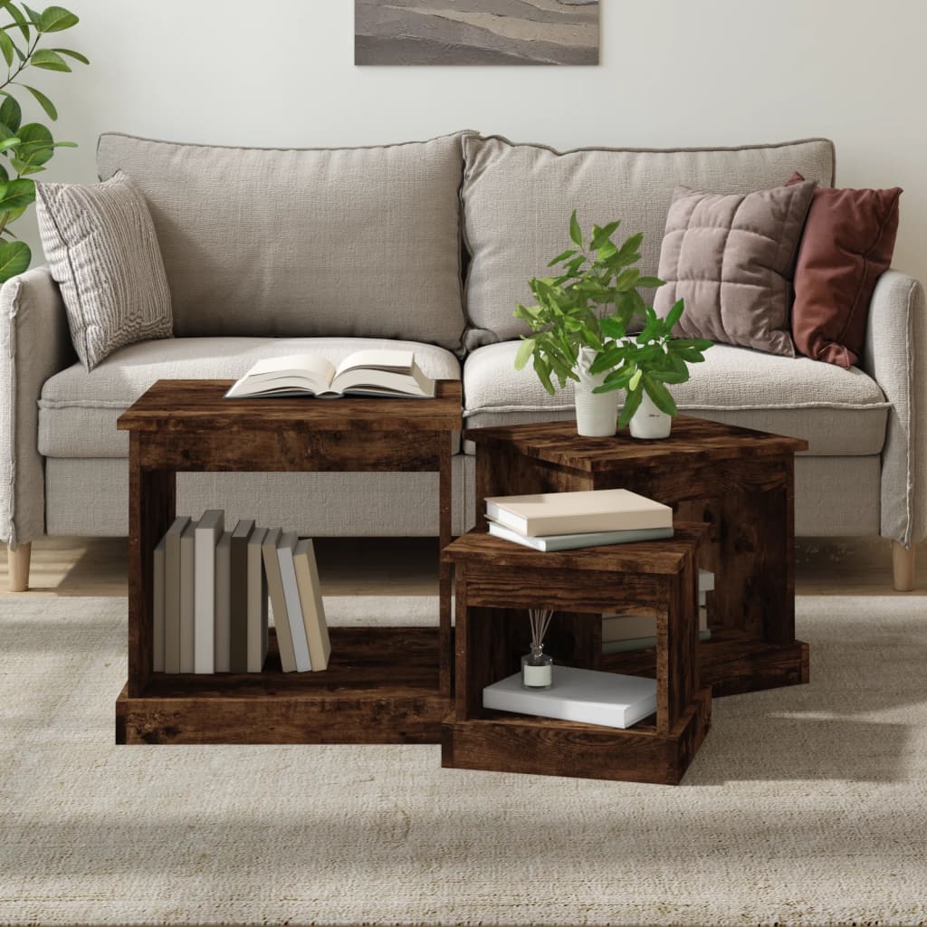 Nesting Tables 3 pcs Smoked Oak Engineered Wood