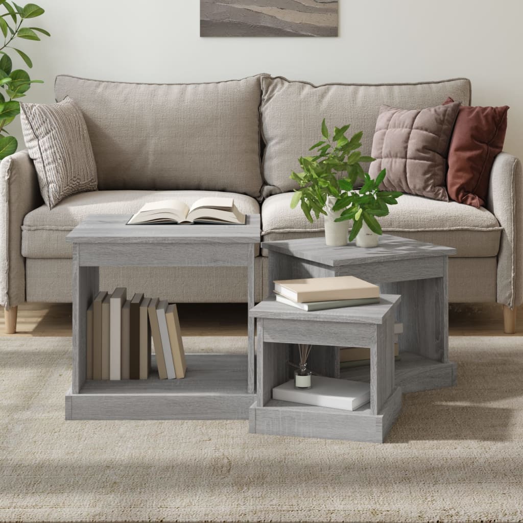 Nesting Tables 3 pcs Grey Sonoma Engineered Wood