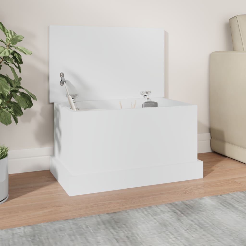 Storage Box White 50x30x28 cm Engineered Wood
