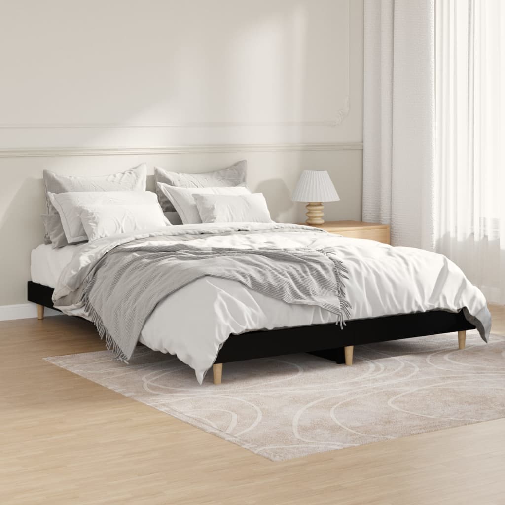 Bed Frame Black 140x190 cm Engineered Wood