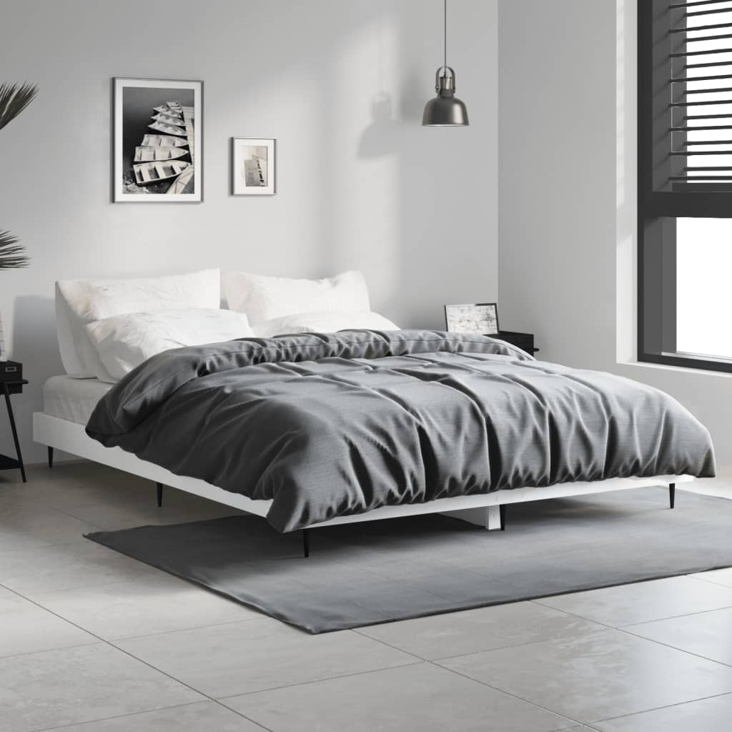 Bed Frame White 140x190 cm Engineered Wood
