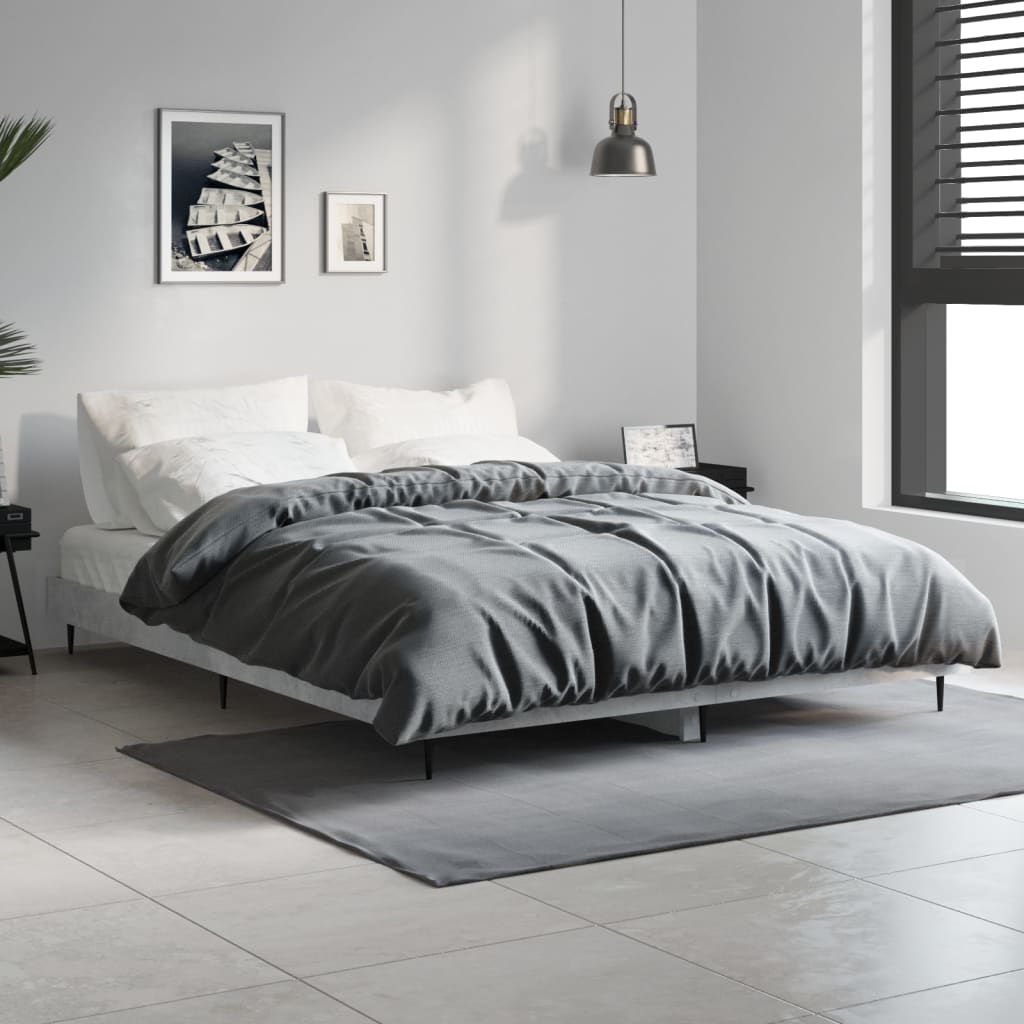 Bed Frame Concrete Grey 140x190 cm Engineered Wood
