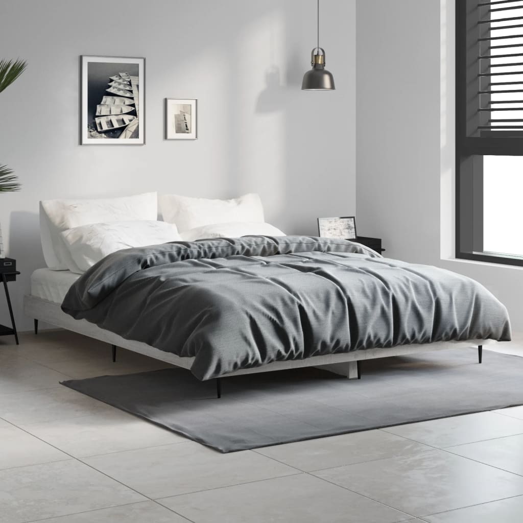 Bed Frame Grey Sonoma 140x190 cm Engineered Wood