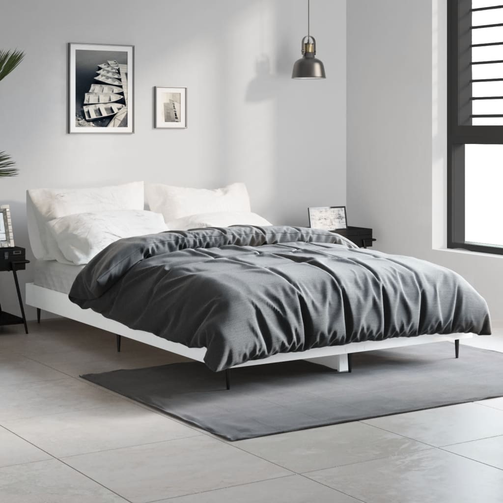 Bed Frame White 120x190 cm 4FT Small Double Engineered Wood