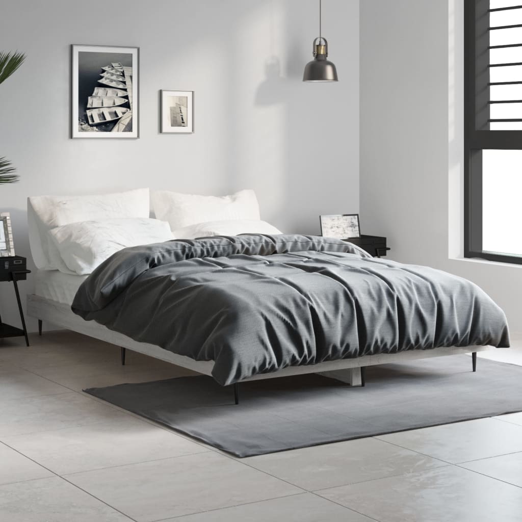 Bed Frame Grey Sonoma 120x190 cm Small Double Engineered Wood