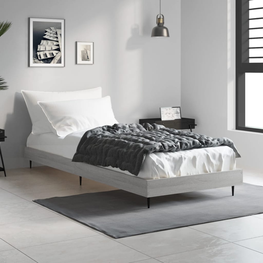 Bed Frame Grey Sonoma 75x190 cm 2FT6 Small Single Engineered Wood