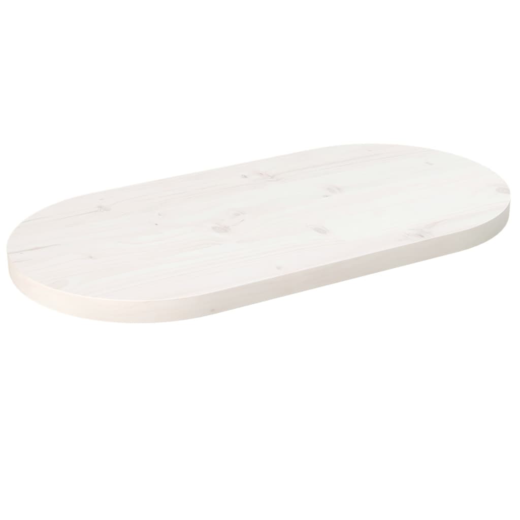 Table Top White 70x35x2.5 cm Solid Wood Pine Oval