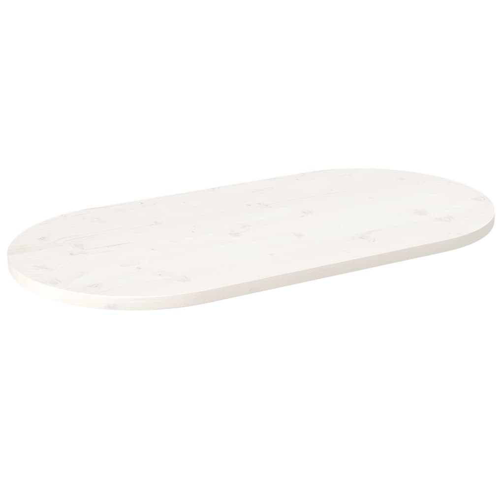 Table Top White 100x50x2.5 cm Solid Wood Pine Oval