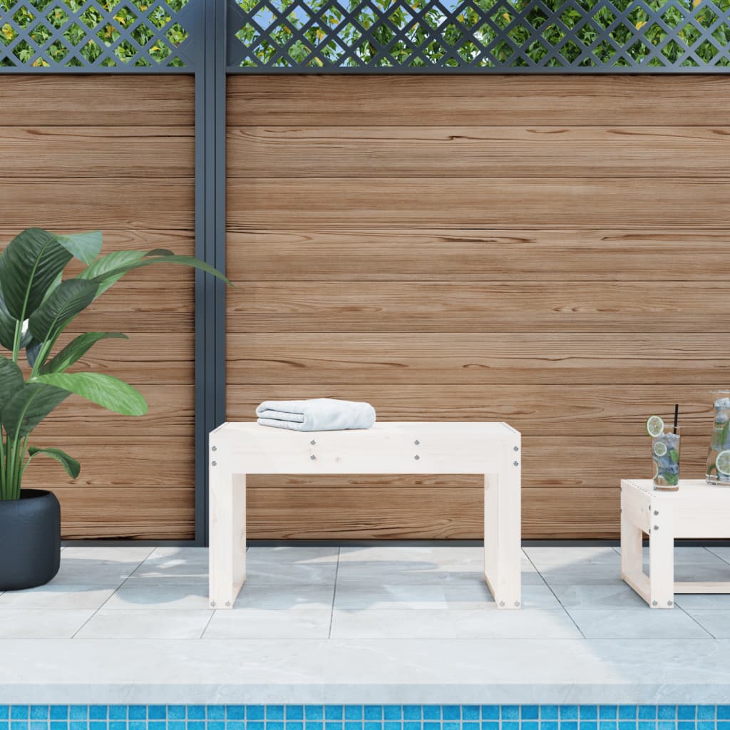 Garden Bench White 80x38x45 cm Solid Wood Pine