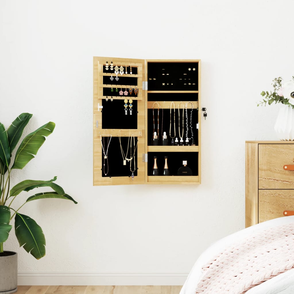 Mirror Jewellery Cabinet Wall Mounted 30x8.5x67cm
