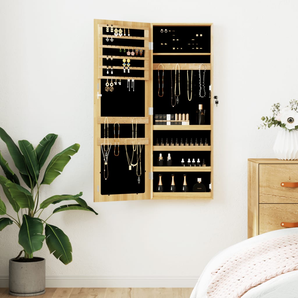 Mirror Jewellery Cabinet Wall Mounted 37.5x10x106cm
