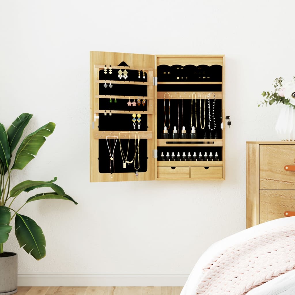 Mirror Jewellery Cabinet Wall Mounted 37.5x10x67cm